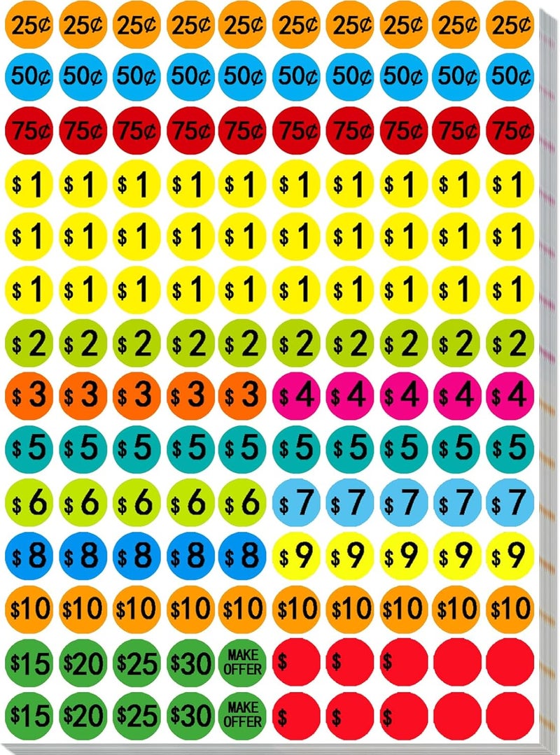 Darfukei Garage Sale Price Stickers, 3500 PCS 3/4 Inch Price Stickers for Yard Sales, Flea Markets, County Fairs & Retail Use, Pricemarker Labels, Colours Round Price Tags - Image 1